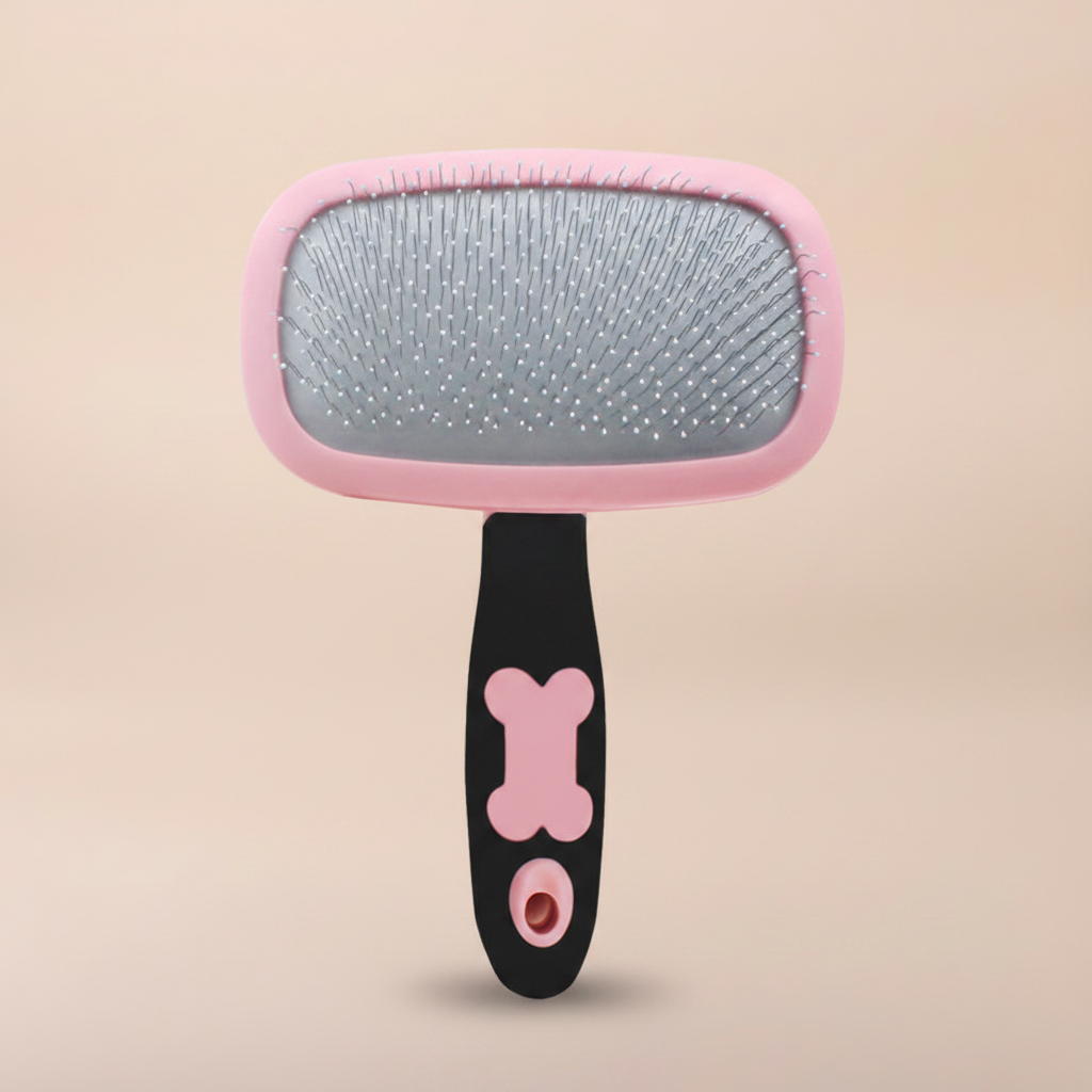 Brosse rose fond beige uni