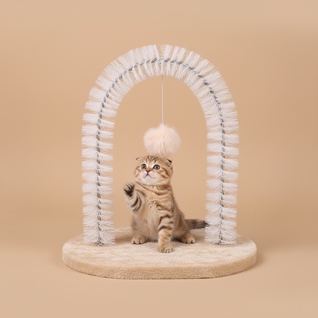Chat réaliste arche fond beige