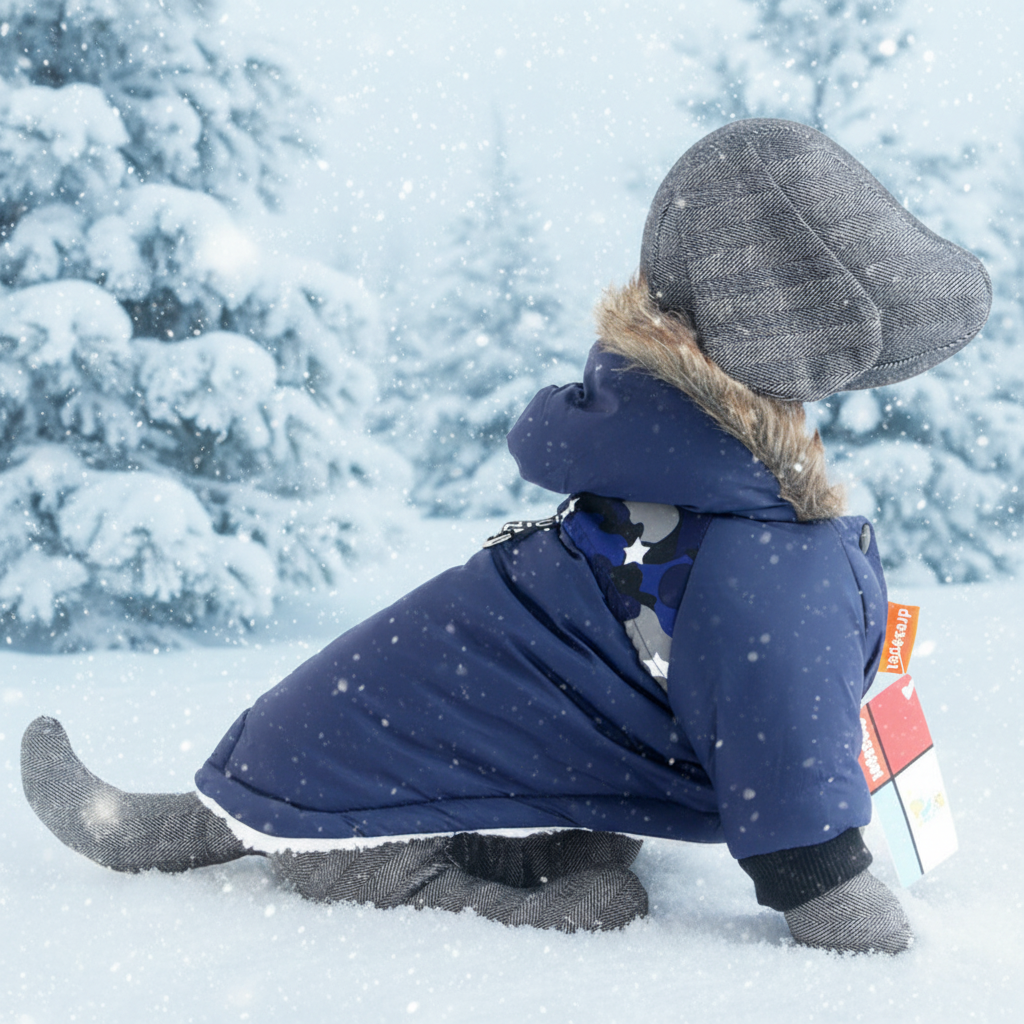 Doud'Wouf bleu marine - Fond hiver