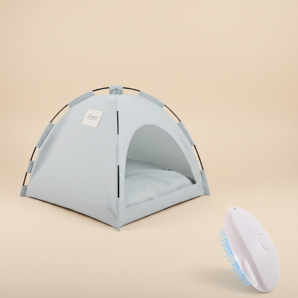 TentCat's + brosse fond beige