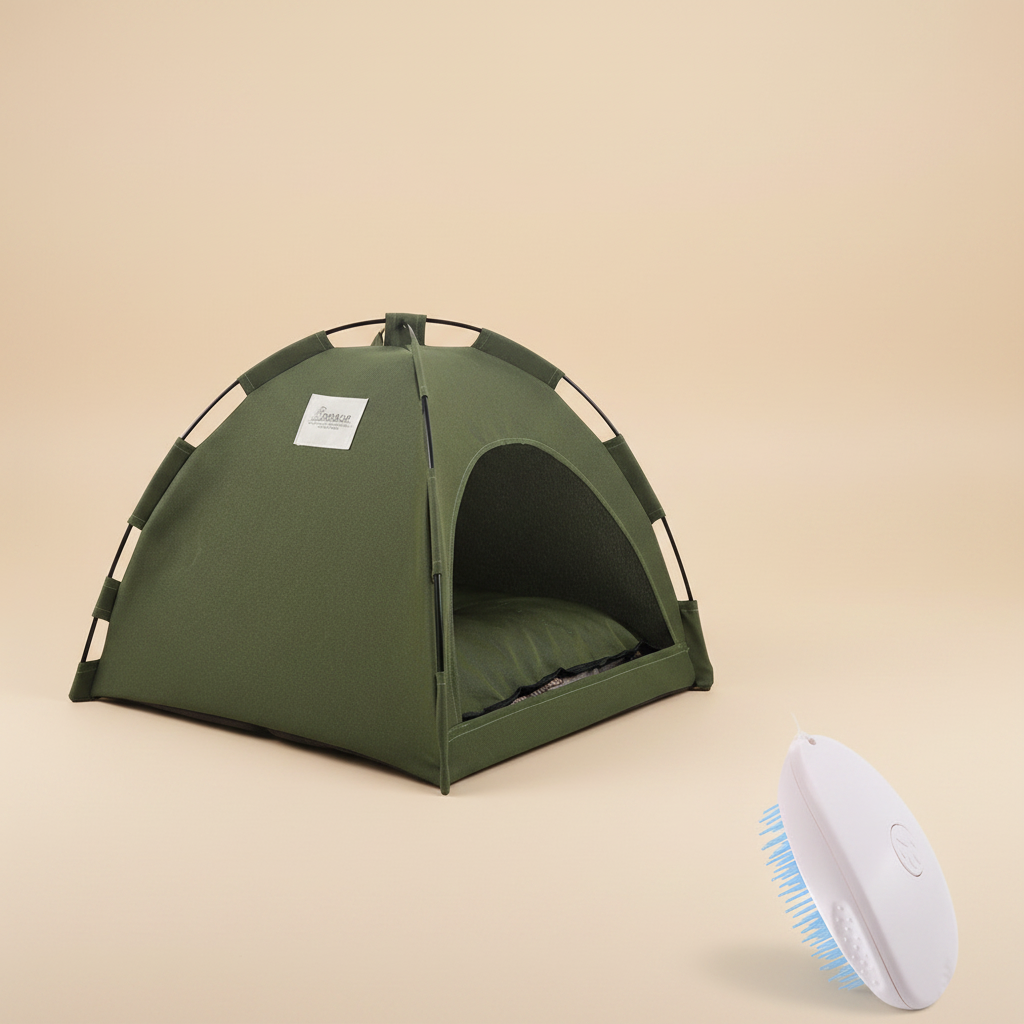 TentCat's vert militaire + brosse fond beige